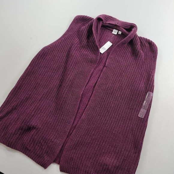 Gap Open Front Knit Sweater Womens XL Plum Red Cotton - Picture 4 of 9